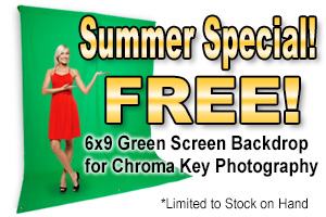 EZbackgrounds' 6-feet by 9-feet green screen backdrop for use in chroma key photography.