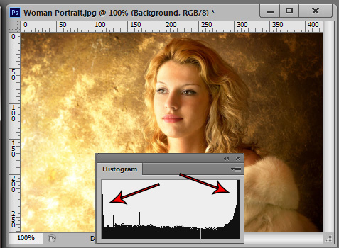 Histogram reflects a contrasting image.