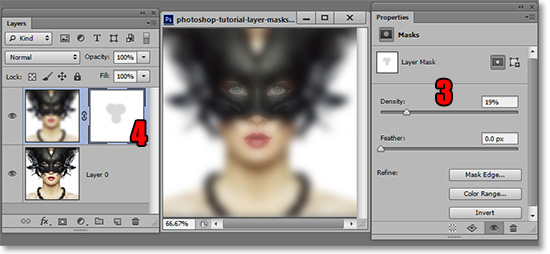 The mask density slider in the properties editor.