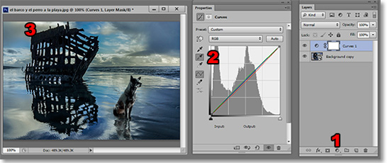 Use the Curves Adjustment Layer in Photoshop CS through CC.