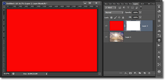 A white layer mask in Photoshop reveals everything on the layer.